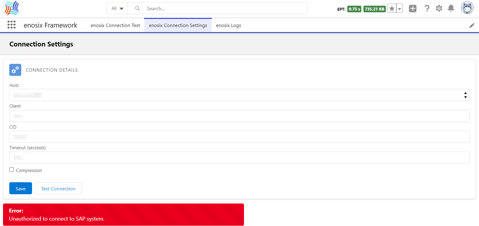 Configure Your SAP Connection | Surface | enosix Product Documentation