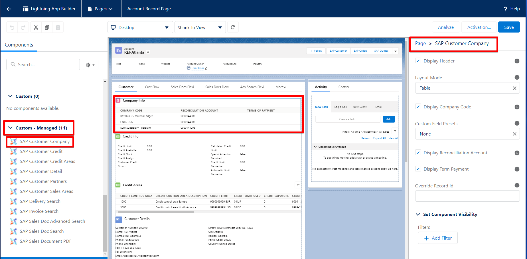 Configuring an SAP Component in a FlexiPage | Surface | enosix Product ...