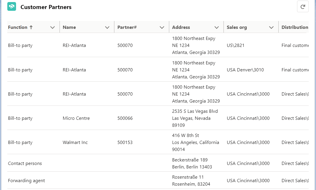 SAP Customer Partners | Surface | enosix Product Documentation