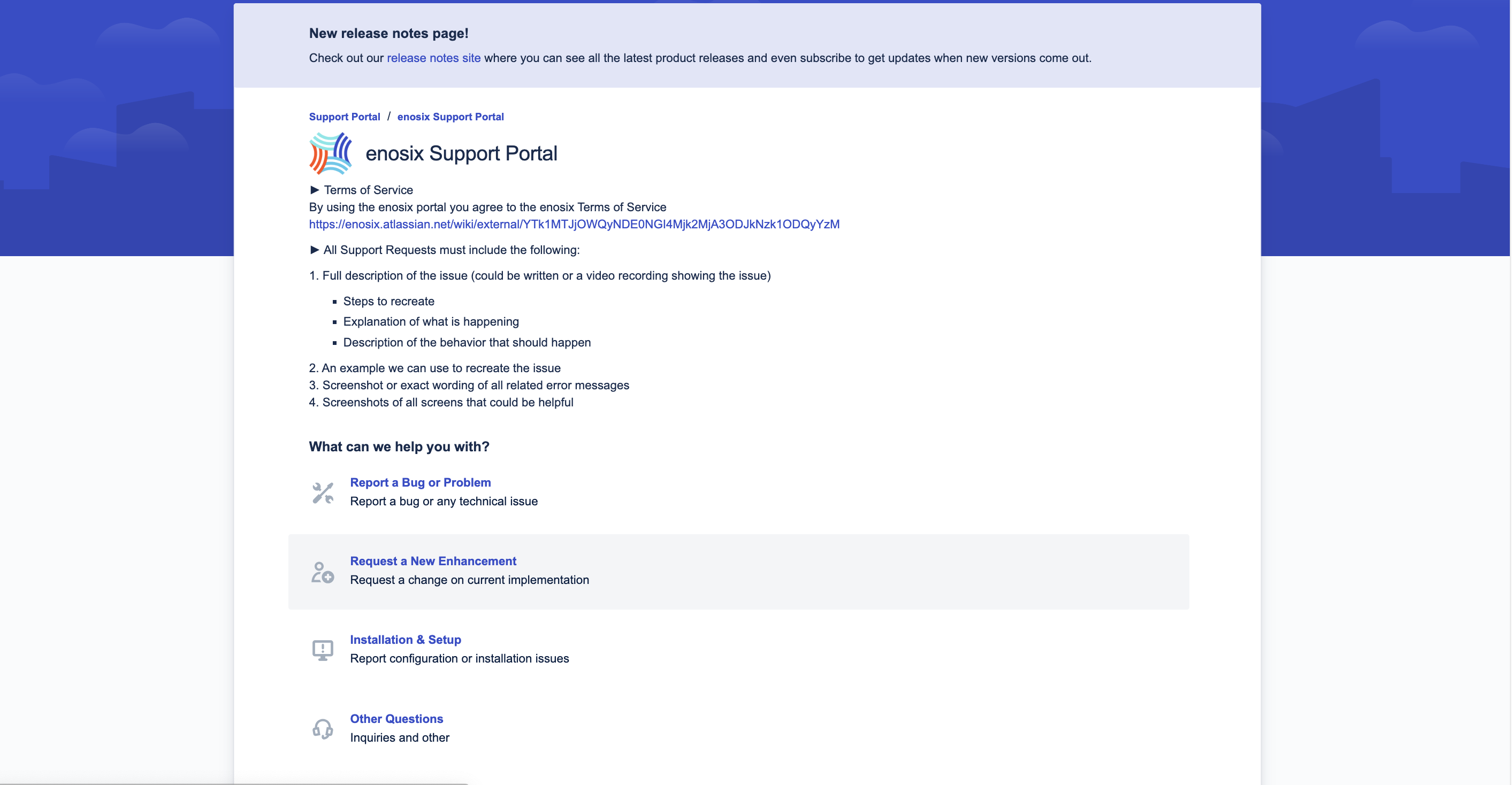 Support Portal Screenshot